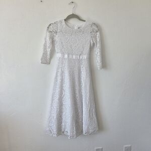 Blush By Us Angels Girls White Lace Dress 10/12 Flower Girl Christening Baptism